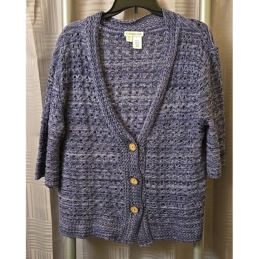 Coldwater Creek Cardigan‎ Sweater Womens Large Plum Purple Crochet Button Front